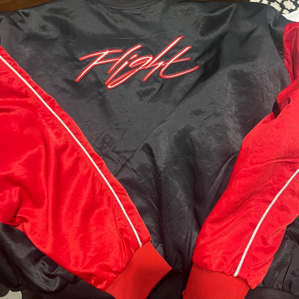 Black and Red 'Jordan Flight' Embroidered Track Jacket
